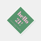 Bold Typography Pink Green Modern 21st Birthday  Servet (Hoek)