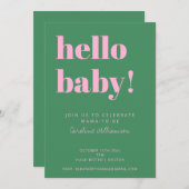 Bold Typography Pink Green Modern Baby Shower Kaart (Voorkant / Achterkant)