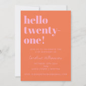 Bold Typography Pink Orange Modern 21st Birthday Kaart (Voorkant)