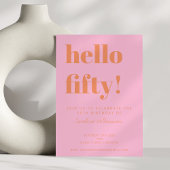 Bold Typography Pink Orange Modern 50th Birthday Kaart