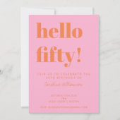 Bold Typography Pink Orange Modern 50th Birthday Kaart (Voorkant)