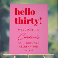 Bold Typography Pink Red Modern Birthday Welkom Acryl Bord