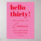 Bold Typography Pink Red Modern Birthday Welkom Poster (Voorkant)