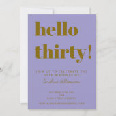 Bold Typography Purple Gold Modern 30th Birthday Kaart (Voorkant)