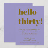 Bold Typography Purple Gold Modern 30th Birthday Kaart (Voorkant / Achterkant)