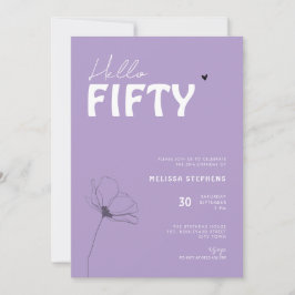 Bold Typography Purple White Elegant 50th Birthday Kaart
