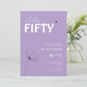 Bold Typography Purple White Elegant 50th Birthday Kaart (Staand voorkant)