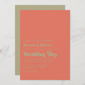 Bold Typography Rustic Terracotta en Sage Wedding Kaart (Voorkant / Achterkant)