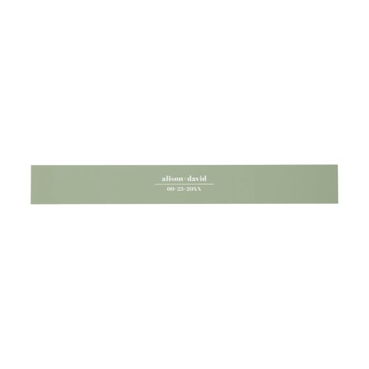 Bold typography sage green minimalist wedding uitnodigingen wikkel (Vlak)