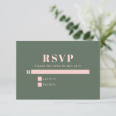 Bold Typography Simple roze Green Bat Mitzvah RSVP Kaartje (Staand voorkant)