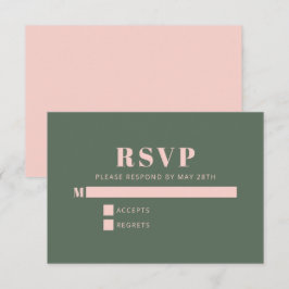 Bold Typography Simple roze Green Bat Mitzvah RSVP Kaartje