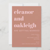 Bold Typography Terracotta Blush Modern Wedding Kaart (Voorkant)