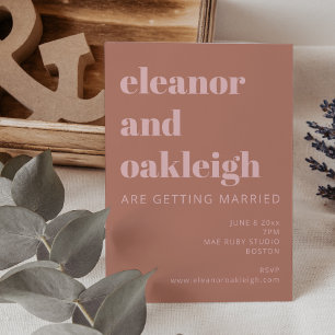 Bold Typography Terracotta Blush Modern Wedding Kaart