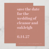 Bold Typography Terracotta Blush Modern Wedding Save The Date (Voorkant / Achterkant)