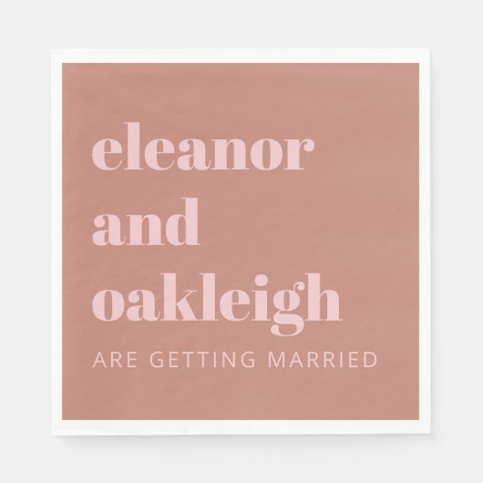 Bold Typography Terracotta Blush Modern Wedding Servet (Voorkant)