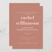 Bold Typography Terracotta Pink Graduation Party Kaart (Voorkant / Achterkant)