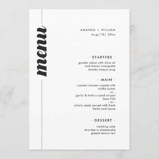 Bold Typography Wedding Menu (Voorkant)