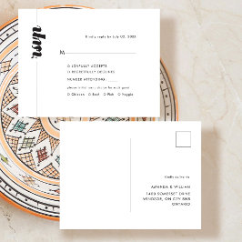 Bold Typography Wedding RSVP Response Aankondigingskaart