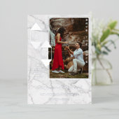 Bold Typography White Marble Photo Minimal Folie Uitnodiging (Staand Voorkant)