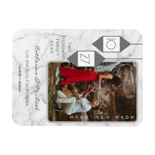 Bold Typography White Marble Photo Minimal Magneet (Horizontaal)