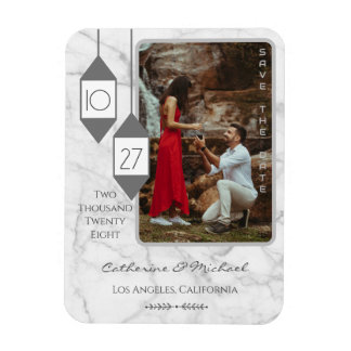 Bold Typography White Marble Photo Minimal Magneet