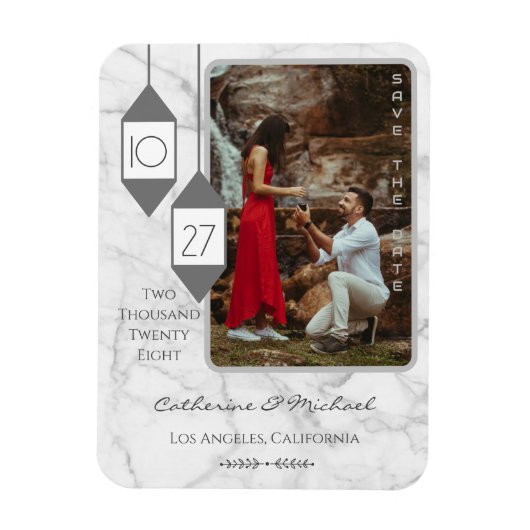 Bold Typography White Marble Photo Minimal Magneet (Verticaal)