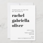 Bold Typography White Modern Bat Mitzvah Kaart (Voorkant)