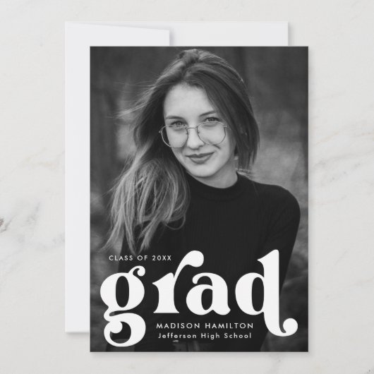 Bold Typography White Photo Afstuderen Aankondiging (Voorkant)