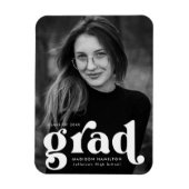 Bold Typography White Photo Afstuderen Magneet (Verticaal)