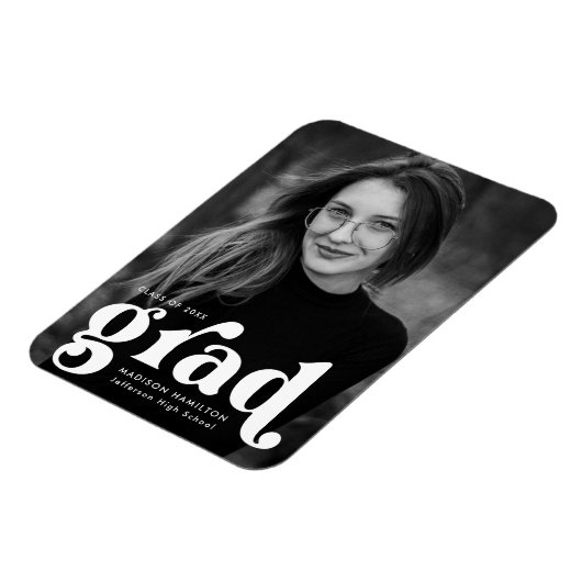 Bold Typography White Photo Afstuderen Magneet (Linkerzijde)