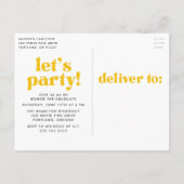 Bold Typography Yellow Photo Graduparty Uitnodiging Briefkaart (Achterkant)