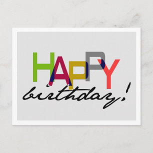 Bold Unisex Happy Birthday Typography Briefkaart