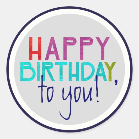 Bold Unisex Happy Birthday Typography Sticker (Voorkant)