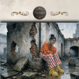 Bold Urban Woman Red White Stripes Decoupage Tissuepapier