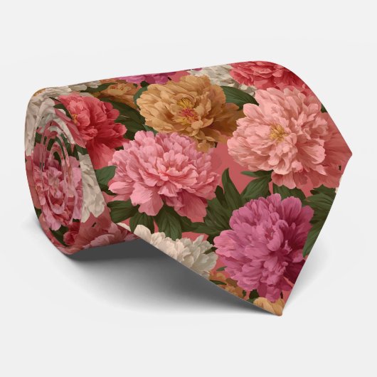 Bold Valentine Gifts For Men Peonies Stropdas (Opgerold)