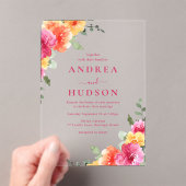 Bold & Vibrant Lente Zomer Bloemen Huwelijk Acryl Uitnodigingen (Insitu (Draagbaar))