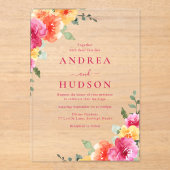 Bold & Vibrant Lente Zomer Bloemen Huwelijk Acryl Uitnodigingen (Voorkant)