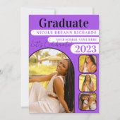 Bold Violet Black Typografie Foto Afstuderen Kaart (Voorkant)