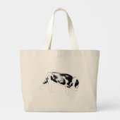 Bold Walking Bulldog Black and White Design Grote Tote Bag (Achterkant)