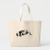 Bold Walking Bulldog Black and White Design Grote Tote Bag (Voorkant)