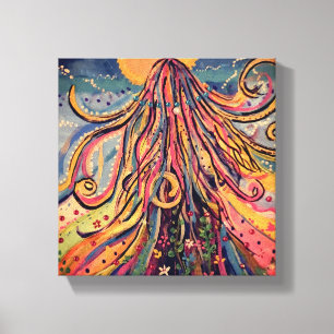 Bold Wandering Girl Moderne vrouwelijke avonturenk Canvas Afdruk