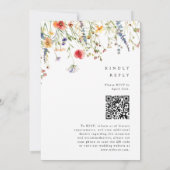 Bold Watercolor Spring Wildflower QR Code Wedding Kaart (Achterkant)