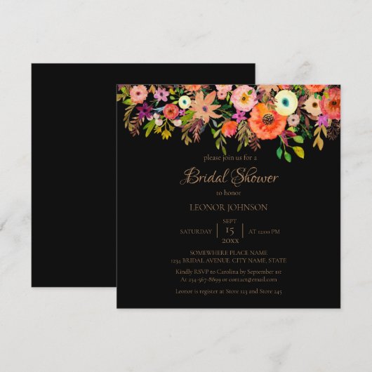 Bold Waterverf Bridal Shower Kaart (Voorkant / Achterkant)