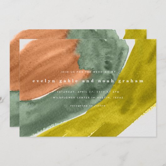 Bold Waterverf Earth Tone Huwelijksuitnodiging Save The Date (Voorkant / Achterkant)