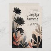 Bold Waterverf Foliage Wedding Kaart (Voorkant / Achterkant)