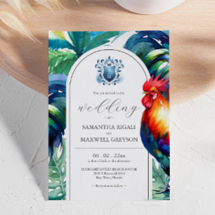 Bold Waterverf Key West Huwelijksuitnodigingen Kaart