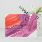 Bold Waterverf Paarse bruiloft uitnodiging (Staand voorkant)