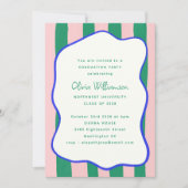 Bold Wavy Border Roze Groen Afstuderen Celebration Kaart (Voorkant)