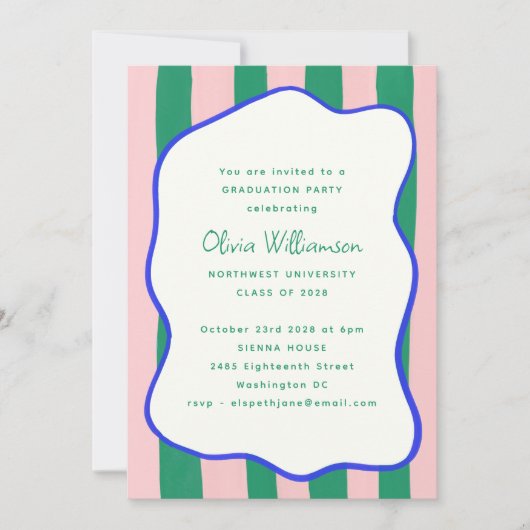 Bold Wavy Border Roze Groen Afstuderen Celebration Kaart (Voorkant)