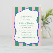 Bold Wavy Border Roze Groen Afstuderen Celebration Kaart (Staand voorkant)